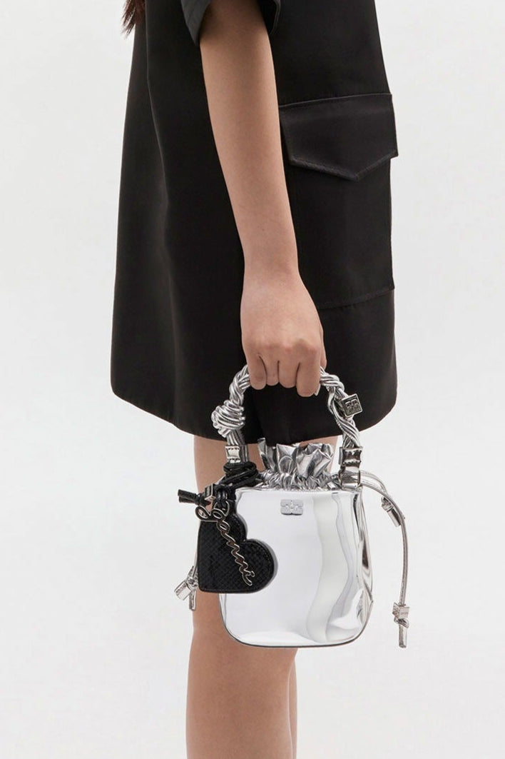Ganni Mini GANNI Bou Bucket Bag in Silver