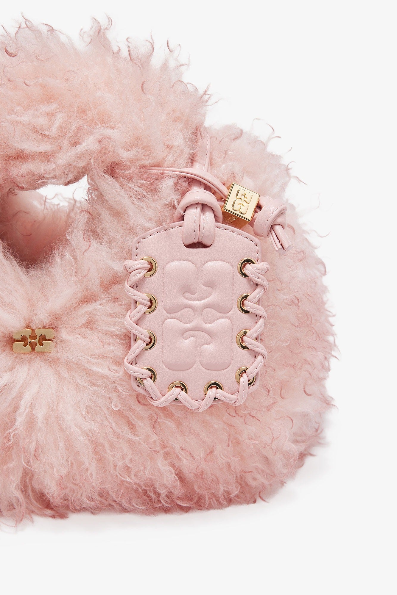 Ganni Hobo Pink Fur Mini Hobo Bag in Mary's Rose