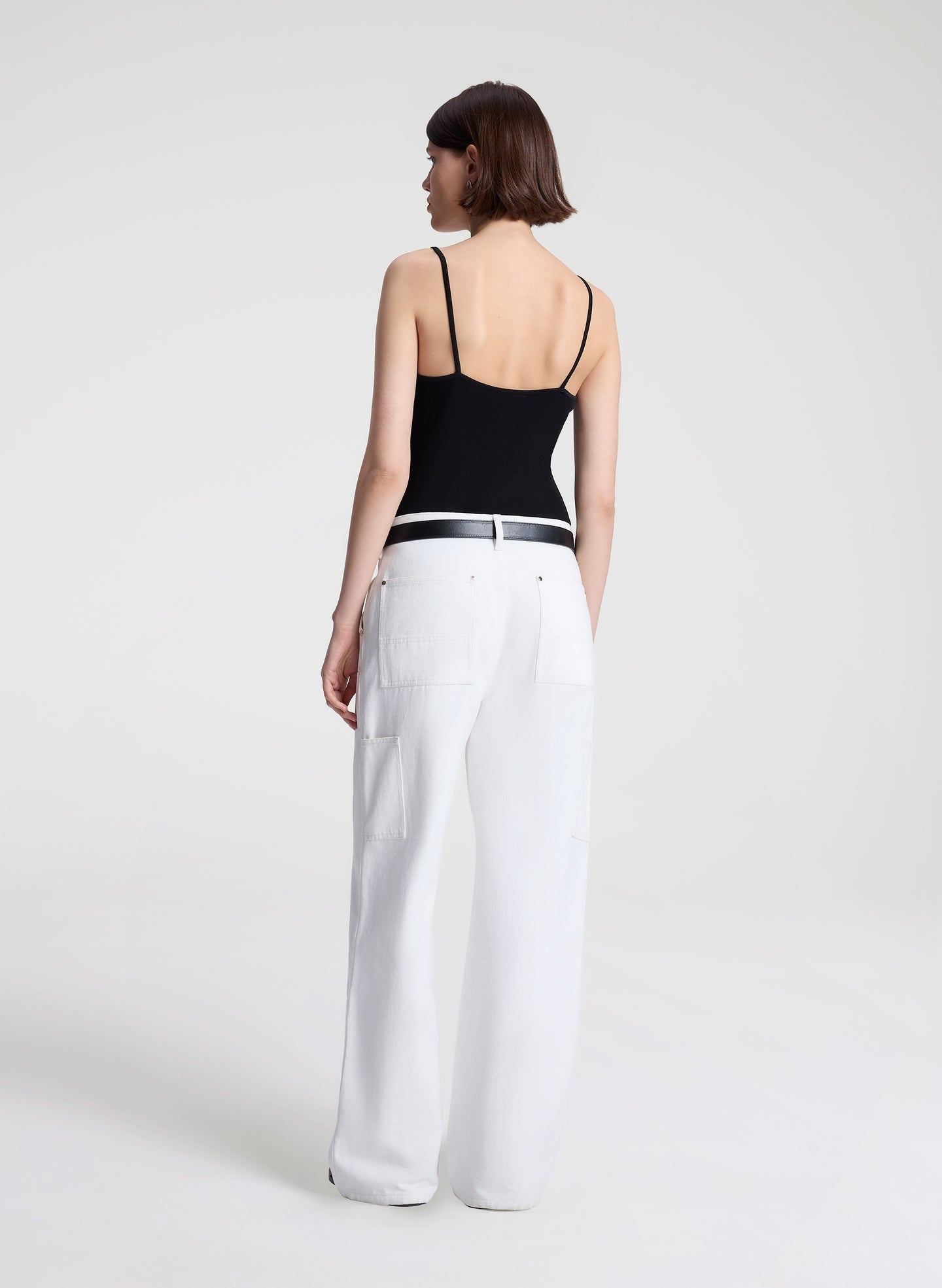A.L.C. Alba Silk Knit and Lace Camisole Top in Black