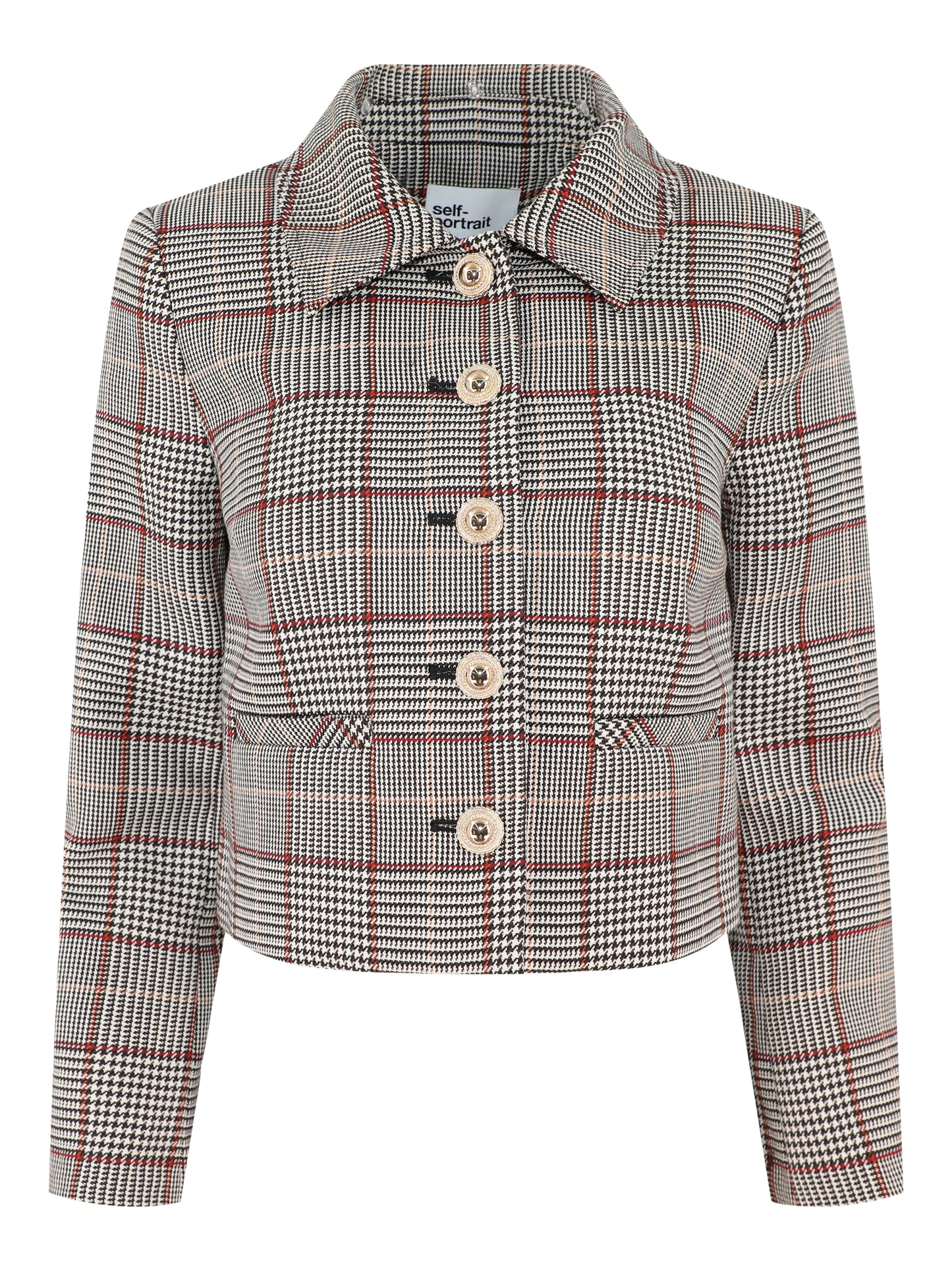 Self-Portrait Brown Check Fur Cuff Jacket