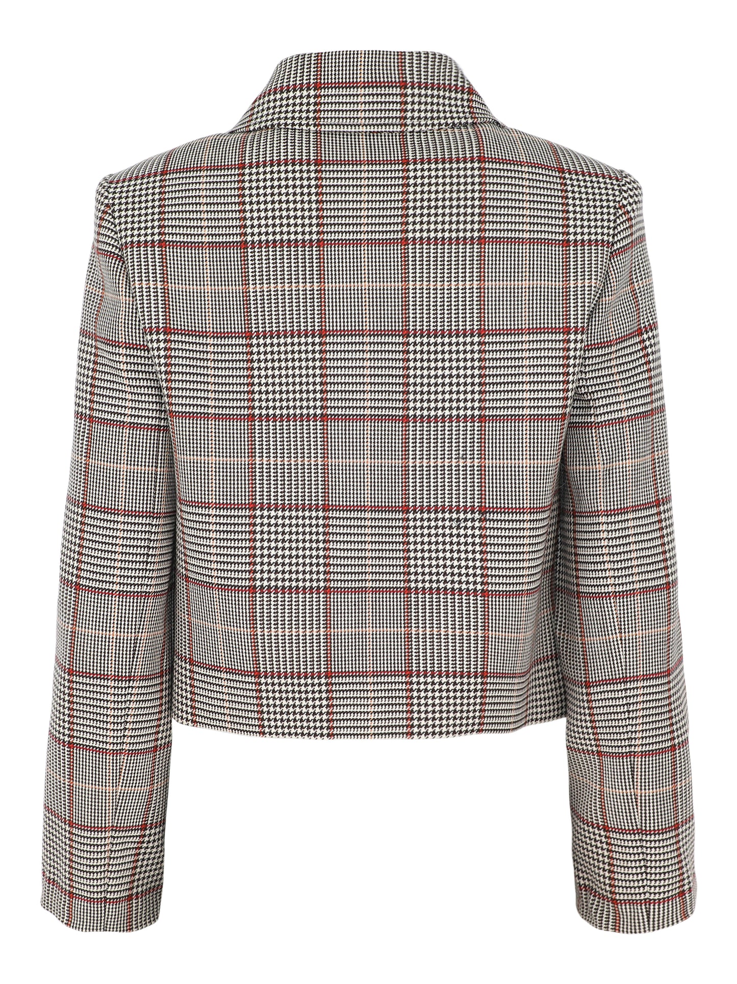 Self-Portrait Brown Check Fur Cuff Jacket
