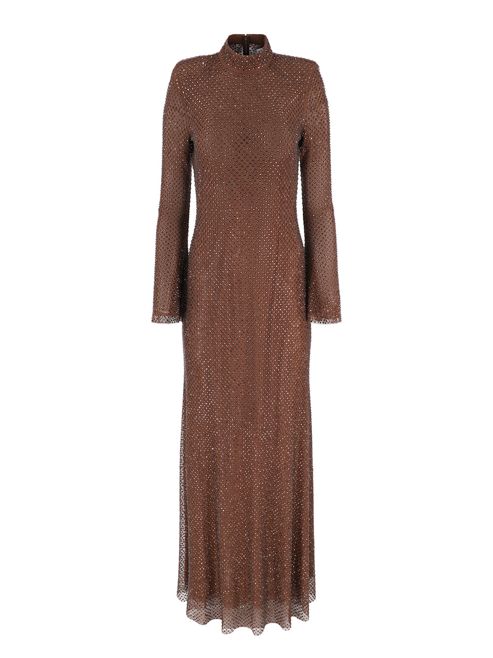 Self-Portrait Brown Rhinestone Mesh Maxi Dress – Leigh's of Breton Village