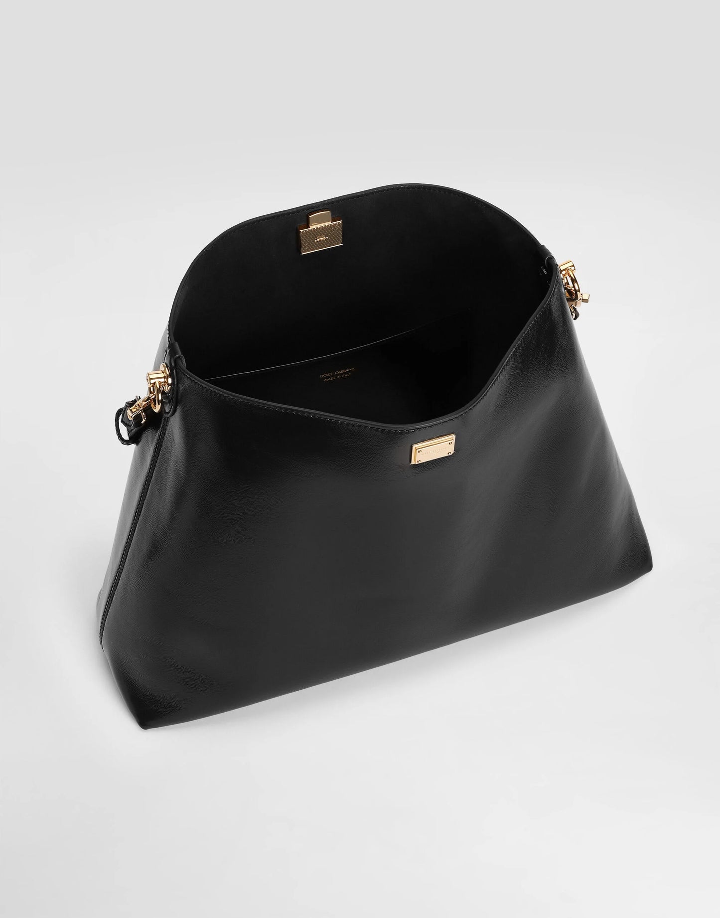 Dolce & Gabbana Large Vittoria Calfskin Shoulder Bag in Black