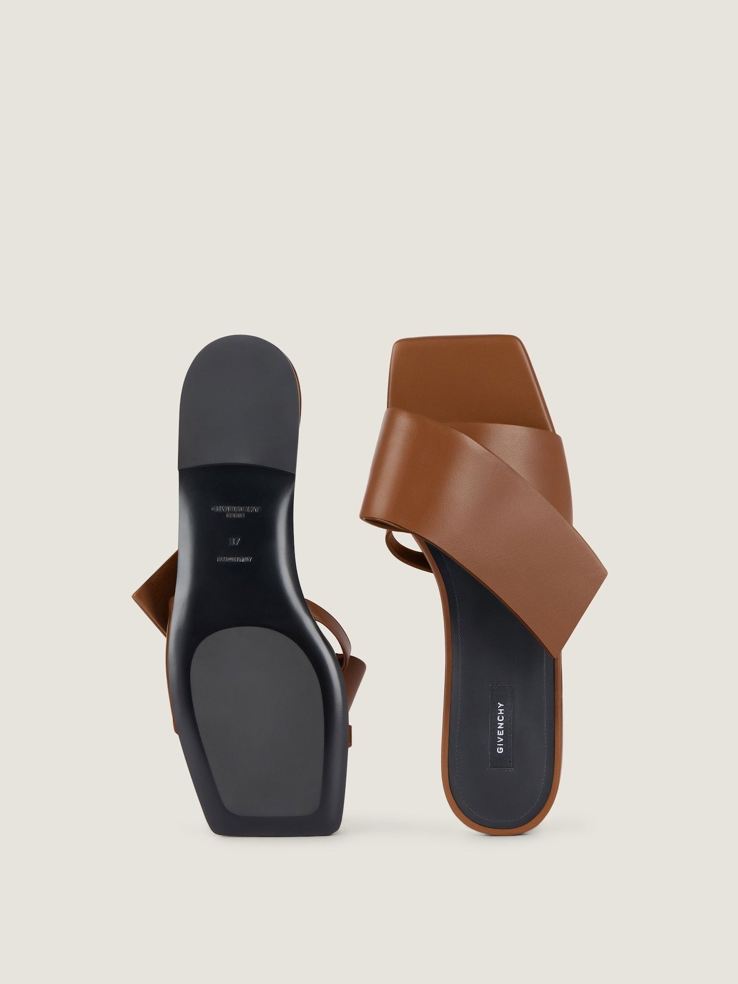 Givenchy Twisted Ribbon Flat Sandal in Tan