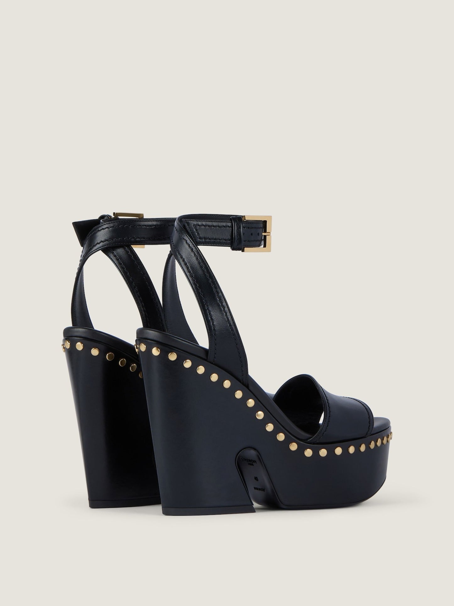 Givenchy Clog Platform Sandals in Leather with Studs Detail in Black