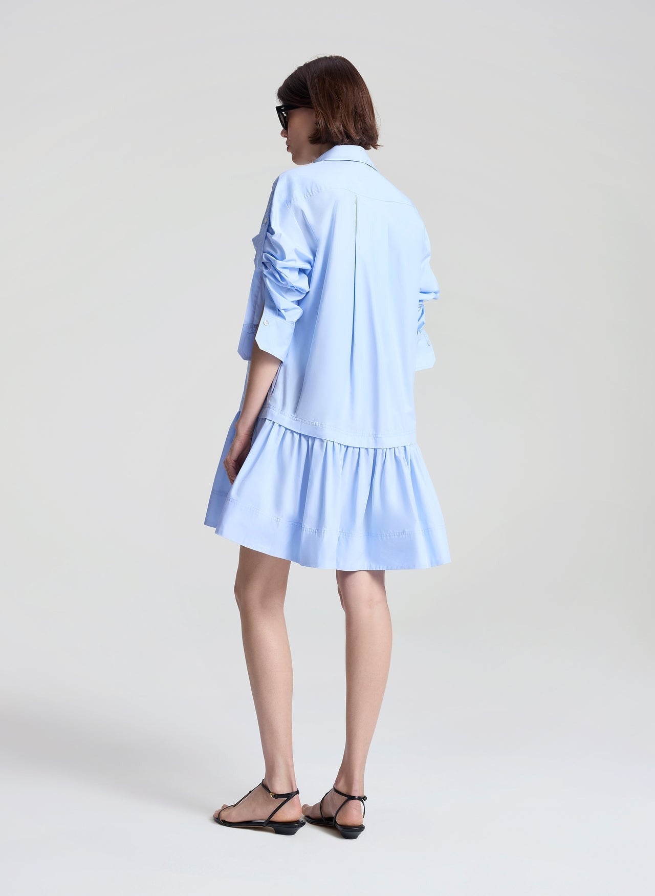 A.L.C. Brooke Cotton Mini Shirtdress in Sky Blue