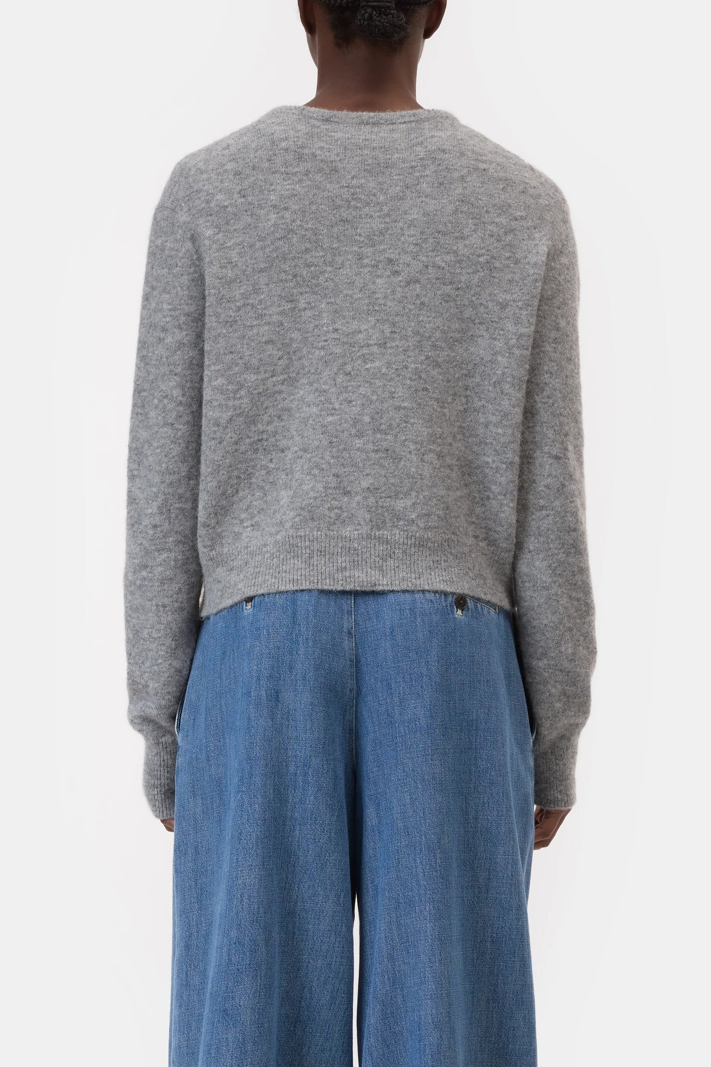 CLOSED Crew Neck Cardigan in Light Grey Melange