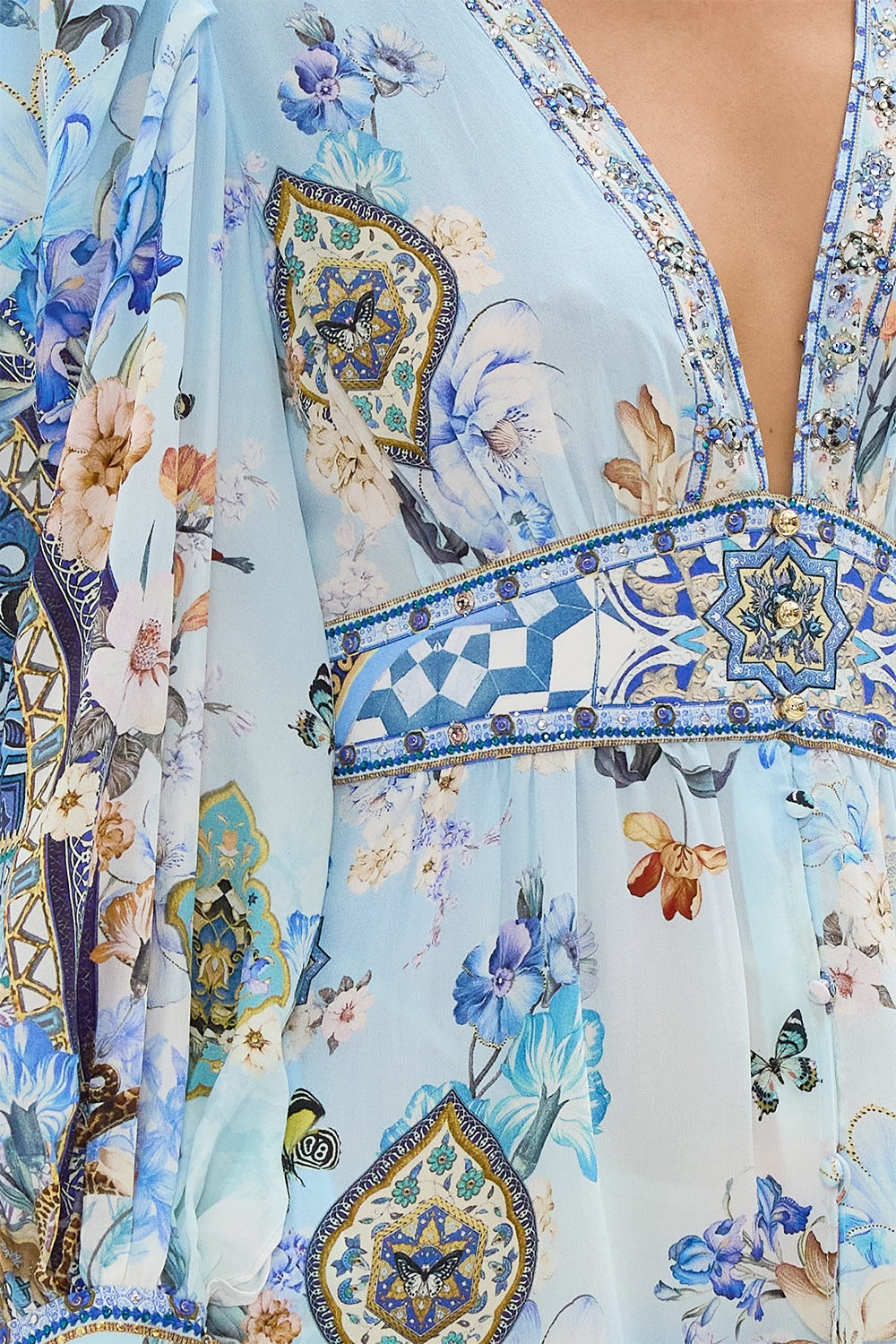 Camilla Button Front Frill Dress in Al Manial Palace Memoirs
