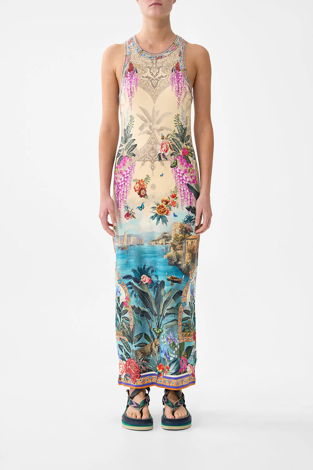 Camilla Jersey Tank Dress in Bodrum Botanicals