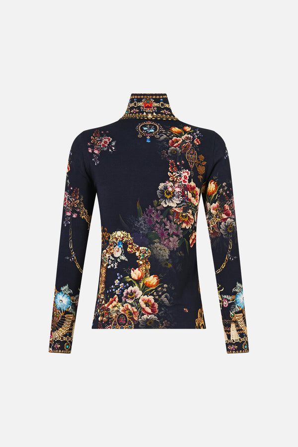 Camilla Jersey Turtleneck in Night Garden