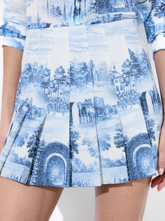 Alice + Olivia Carter Pleated Mini Skirt in Chateau