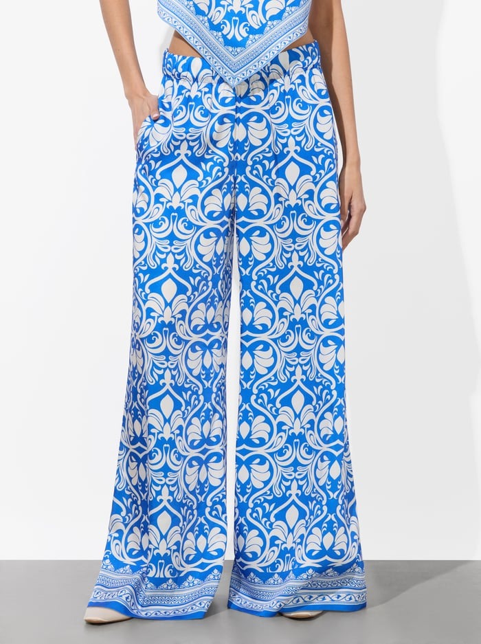 Alice + Olivia Keegan Pull on Wide Leg Pant in Soiree True Blue
