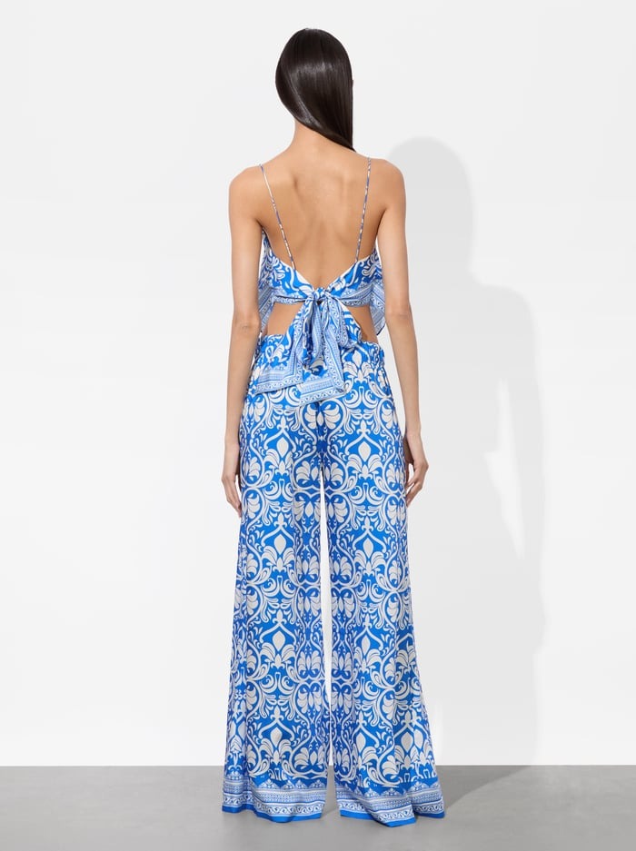 Alice + Olivia Keegan Pull on Wide Leg Pant in Soiree True Blue
