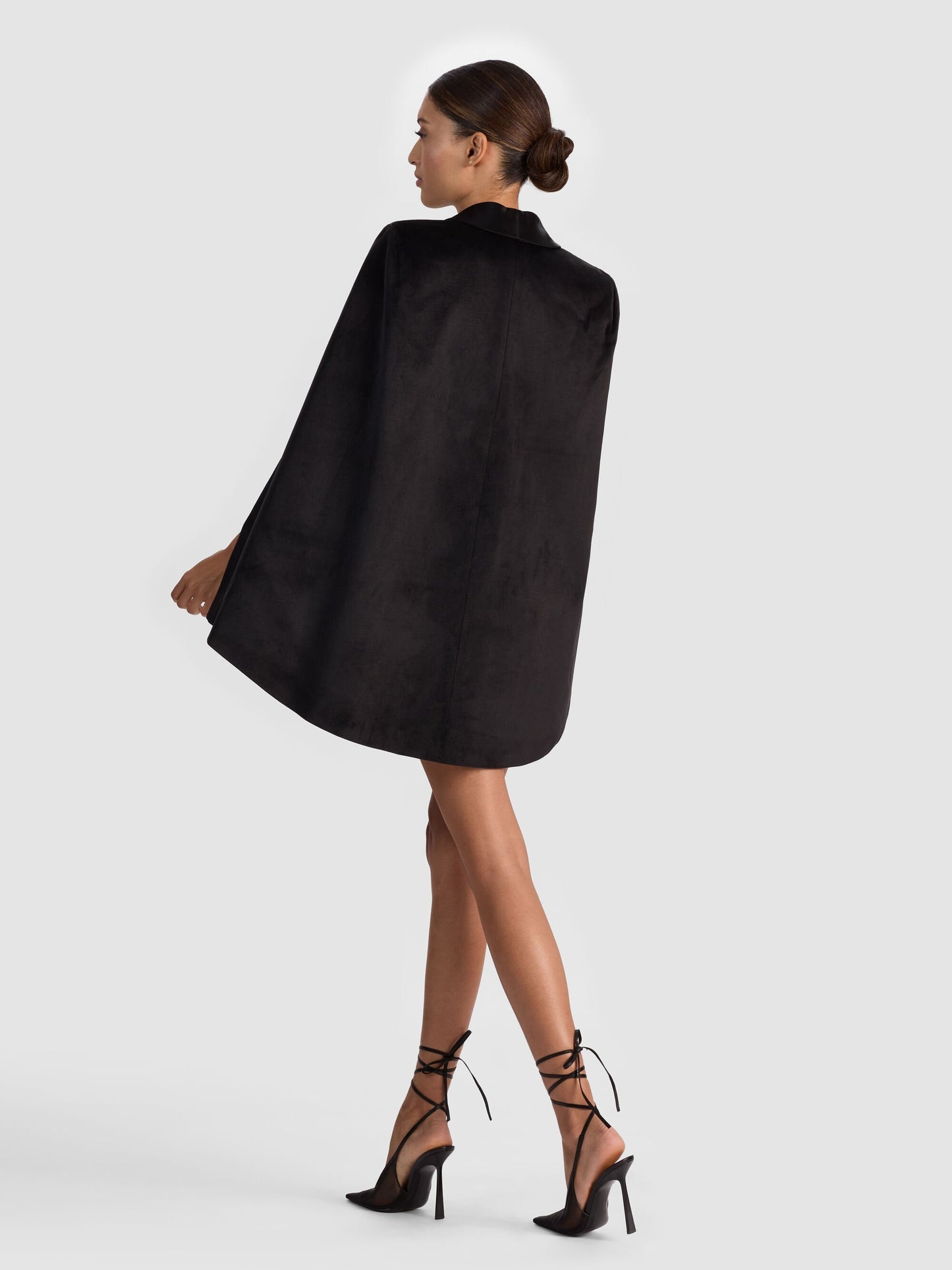 Alice + Olivia Esther Velvet Cape Blazer in Black