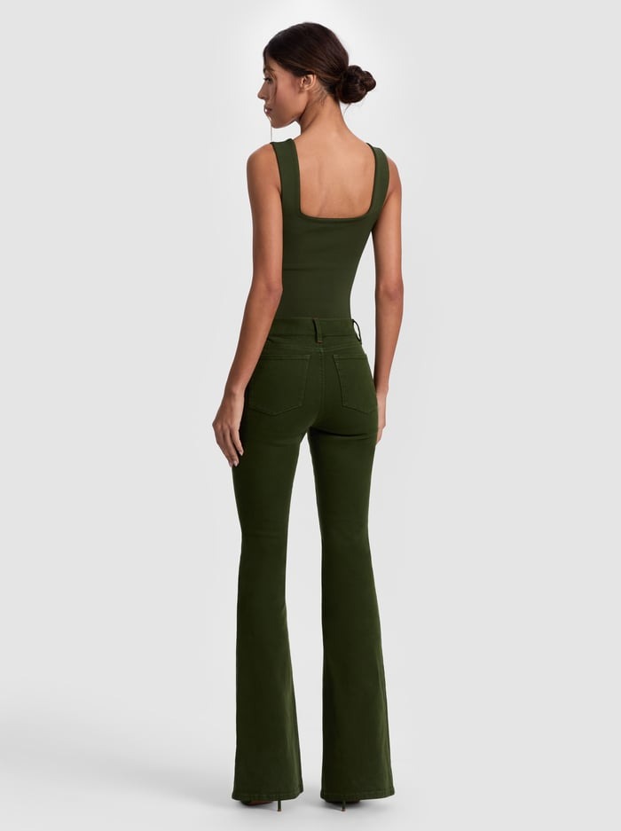 Alice + Olivia Edin Sweetheart Tank in Dark Olive