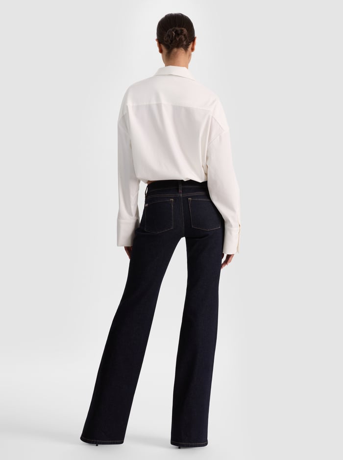 Alice + Olivia Tobie Relaxed Button Down Crop Top in Off White