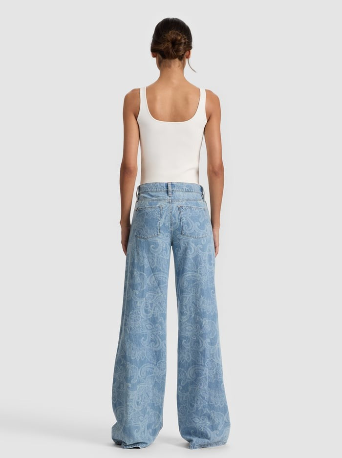 Alice + Olivia Amazing Low-Rise Baggy Jean in Laser Paisley