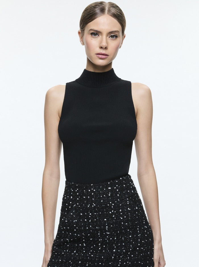 Alice + Olivia Darcey Turtleneck Tank in Black