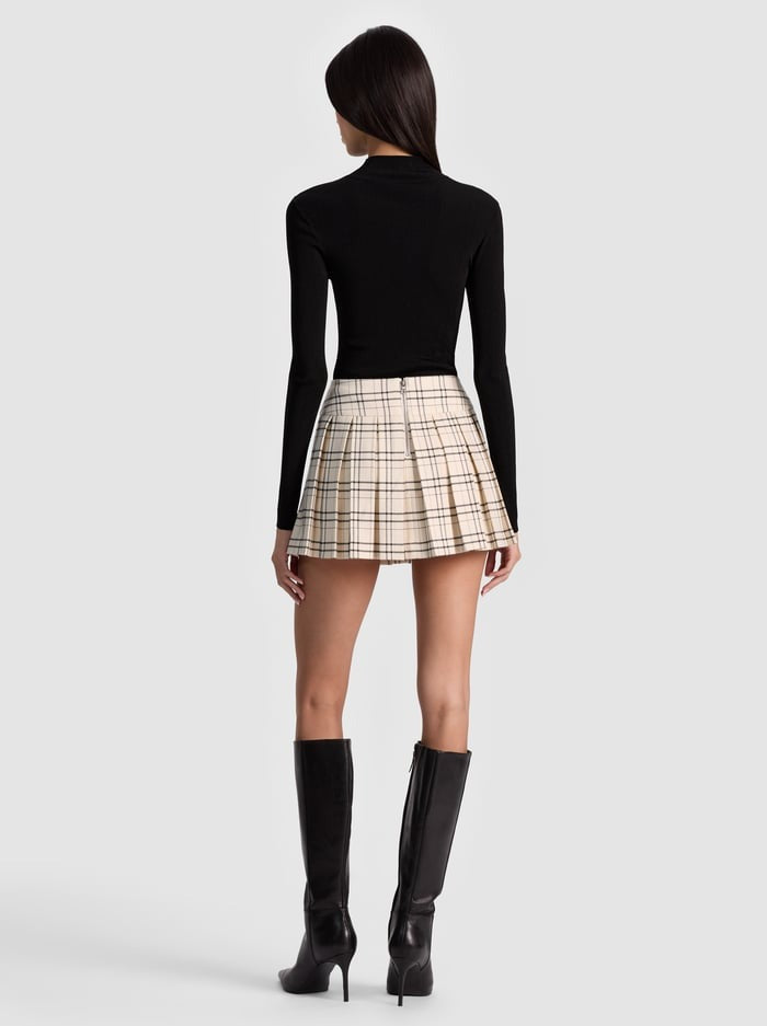Alice + Olivia Emilie High Rise Box Pleat Mini Skort in Cool Girl Plaid