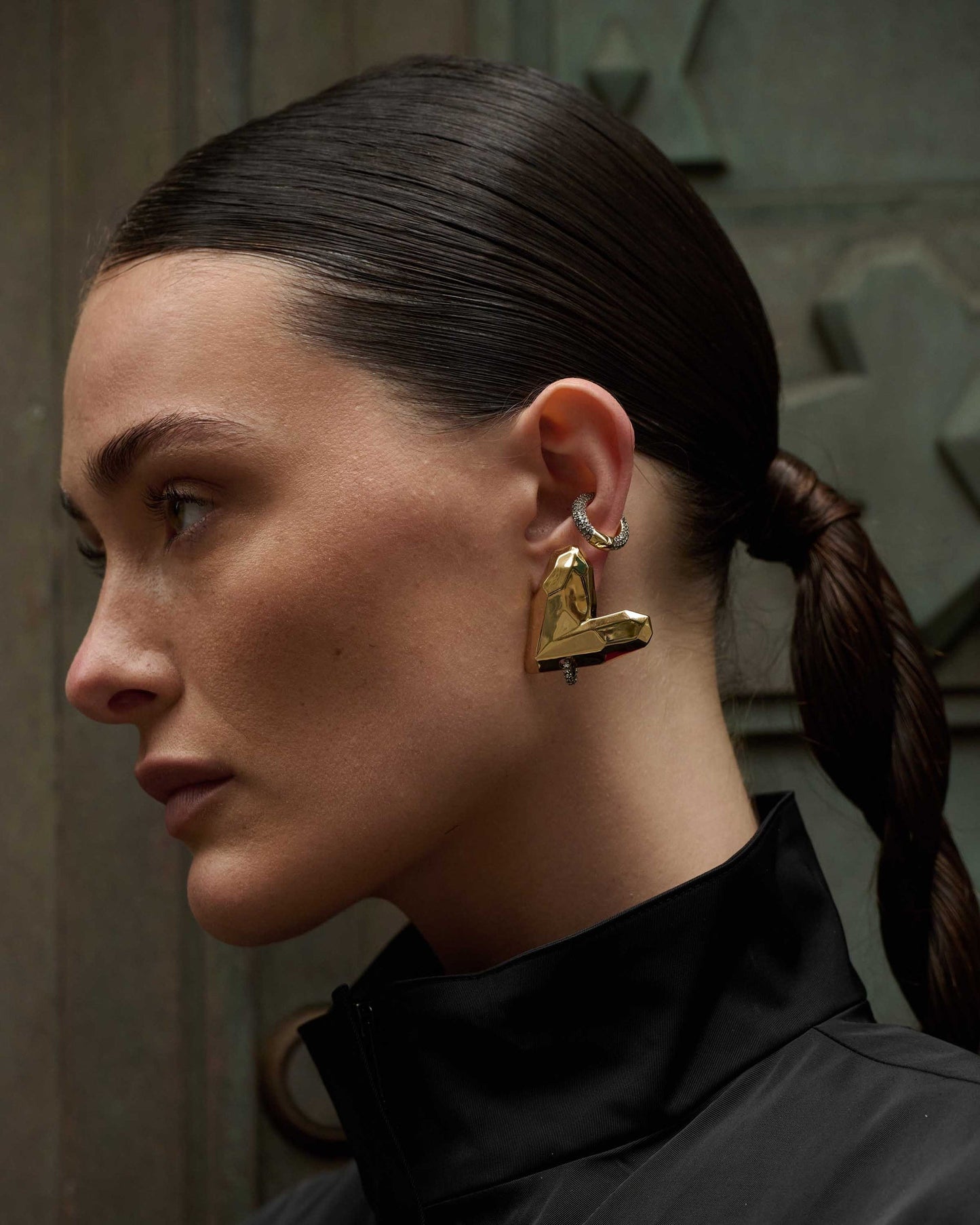 Demarson Con Amor Earrings in Gold/Gunmetal/Crystal