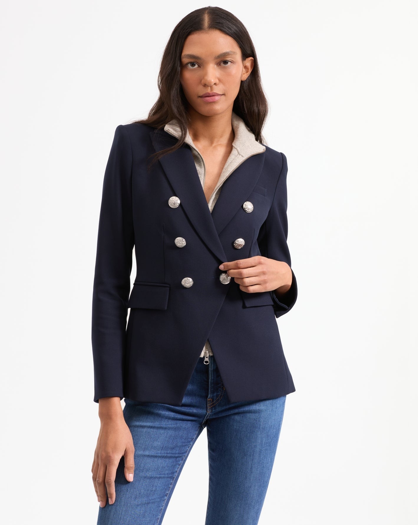 Veronica Beard Miller Dickey Jacket in Navy/Silver