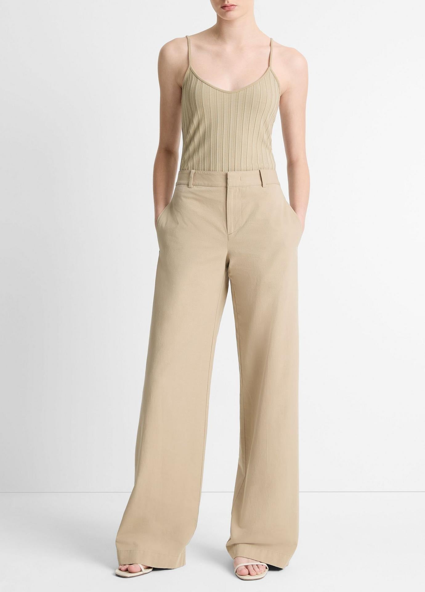 Vince Cotton Wide Leg Pant in Mojave