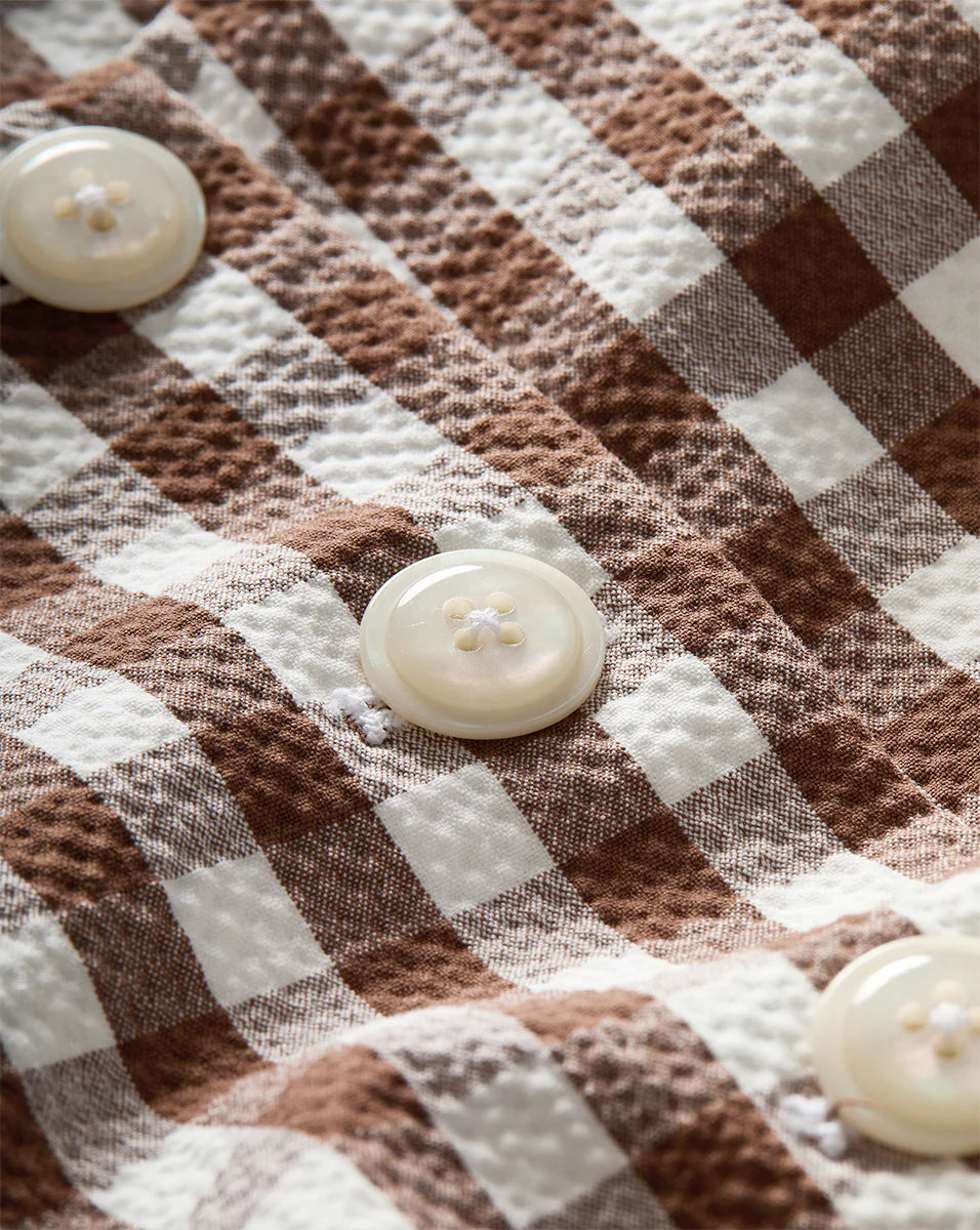 Veronica Beard Lois Gingham Seersucker Vest in Light Chicory/Dove