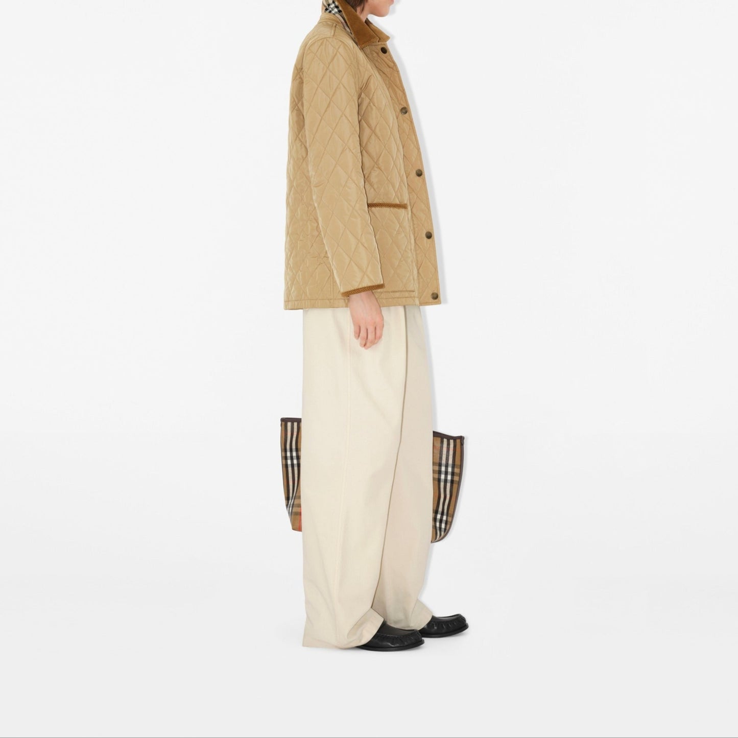Burberry Quilted Nylon Barn Jacket in Flax