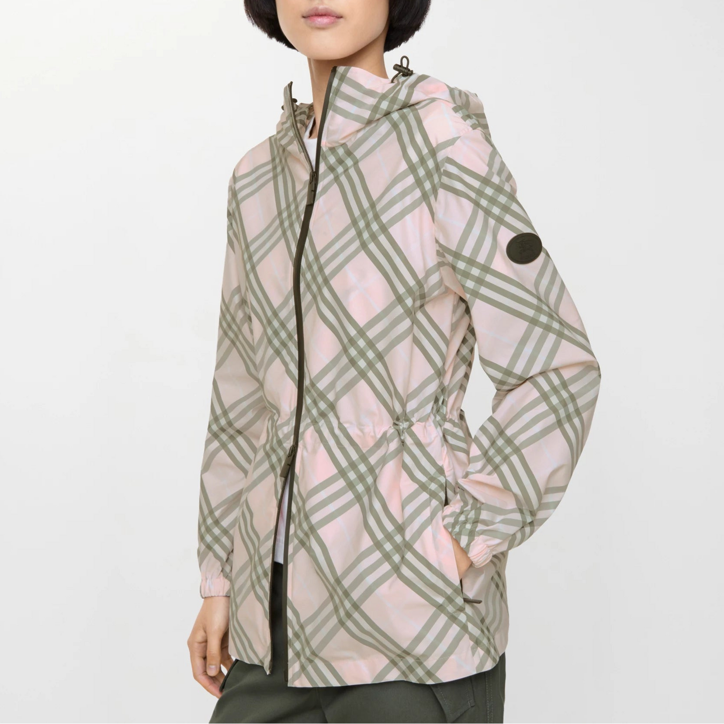 Burberry Check Whitstable Hooded Jacket in Mallow Pink