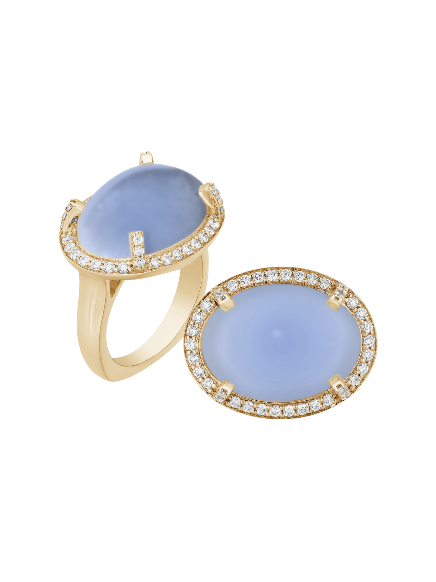 Goshwara The G-One Collection European Ring in Blue Chalcedony