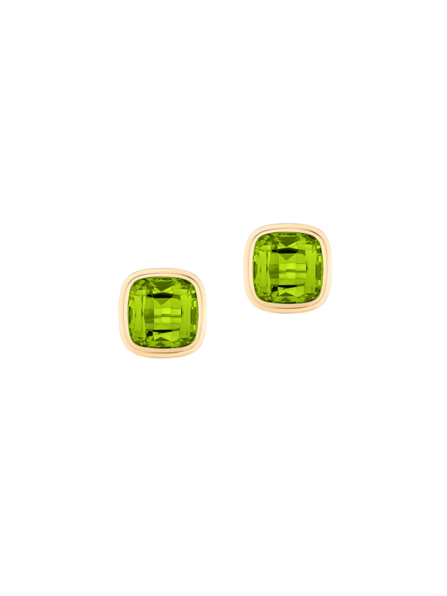 Goshwara The Manhattan Collection Cushion Bezel Set Studs in Peridot