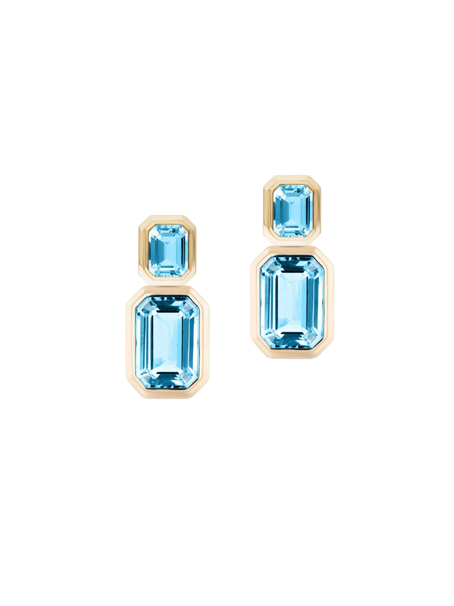 Goshwara The Manhattan Collection 2 Tier Emerald Cut Earrings in Blue Topaz