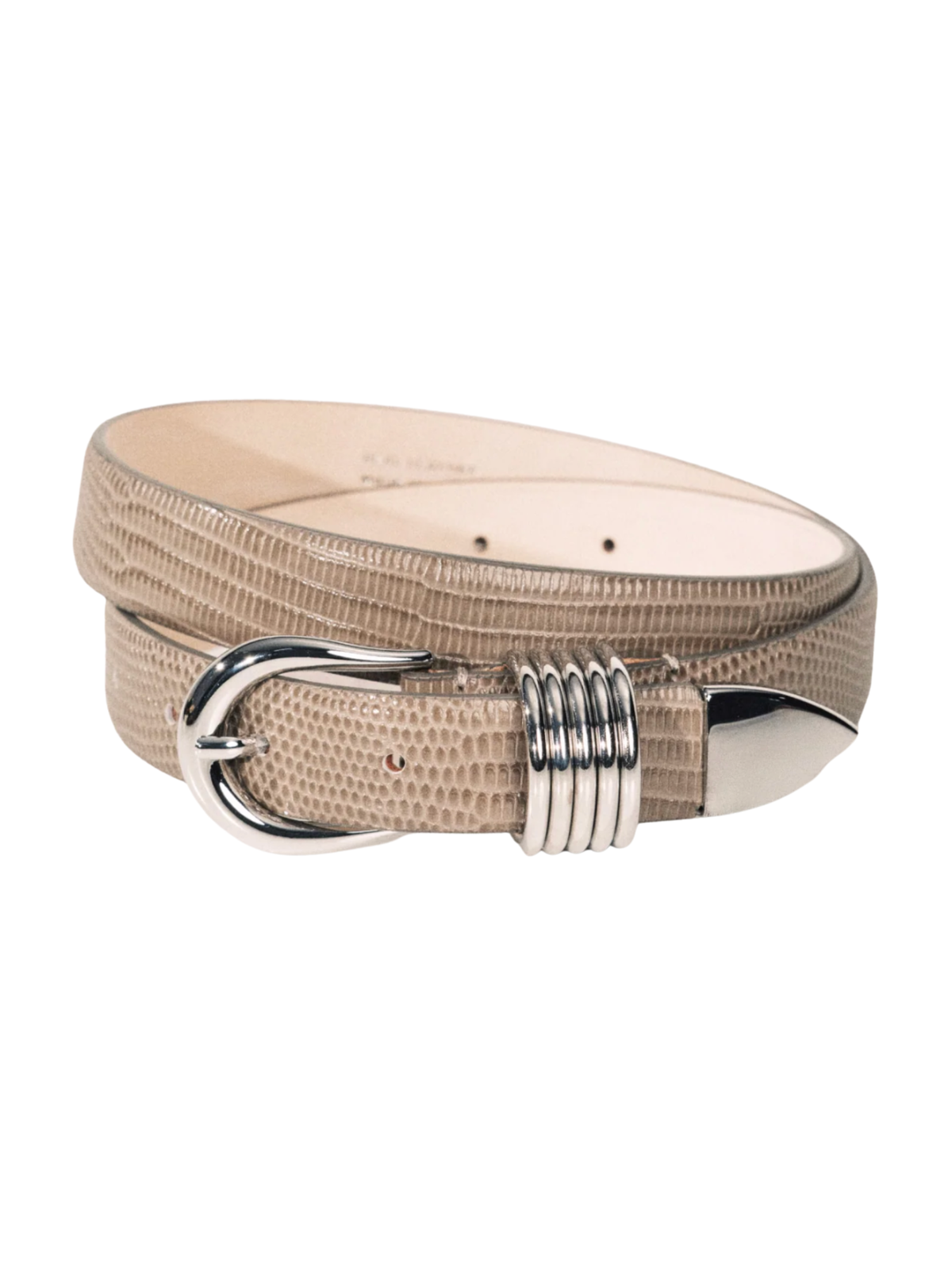 Déhanche Hollyhock Matte Lizard Belt in Grey/Silver