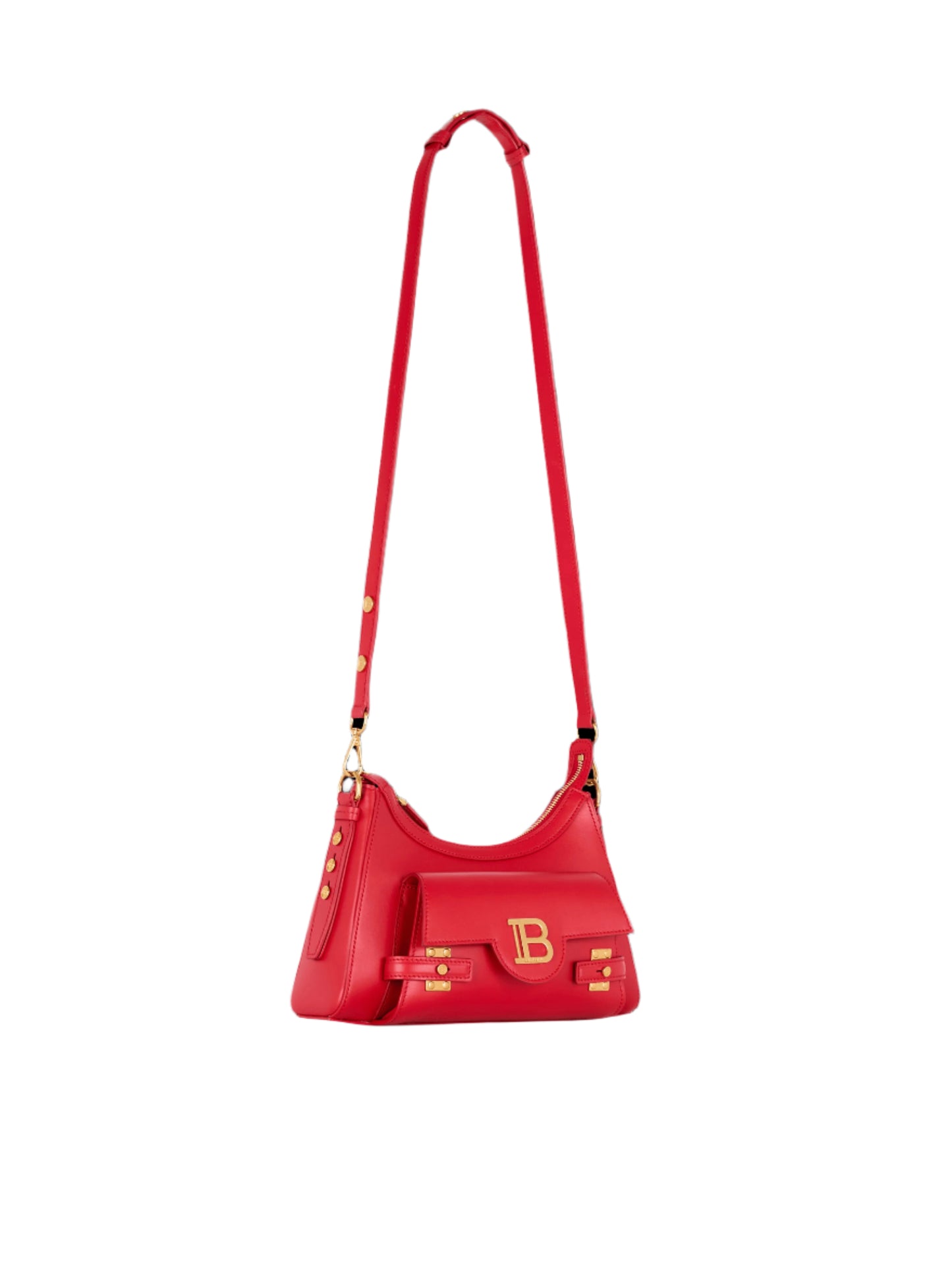 Balmain B-Buzz Hobo-Calfskin Hobo Bag in Rouge