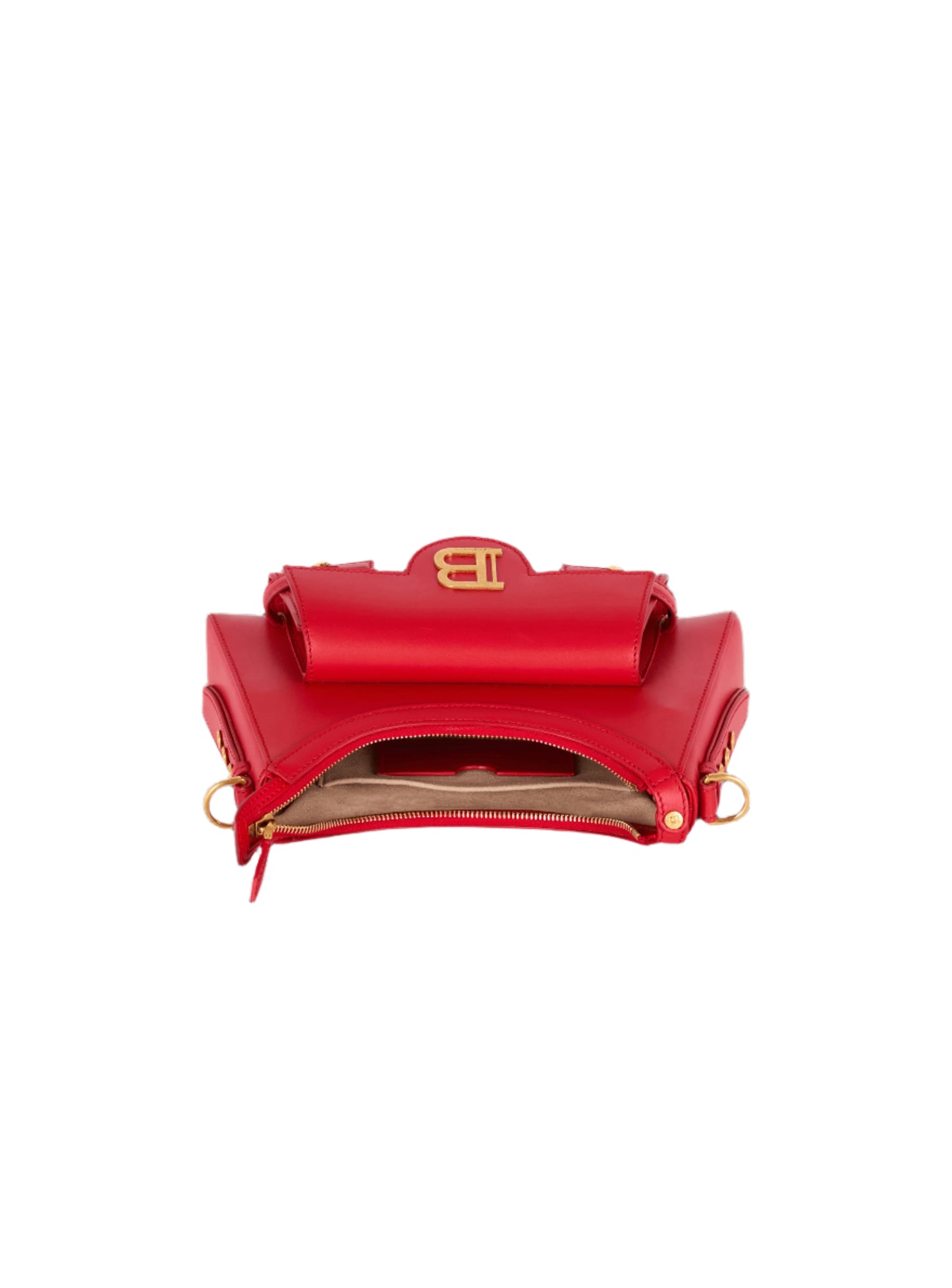 Balmain B-Buzz Hobo-Calfskin Hobo Bag in Rouge
