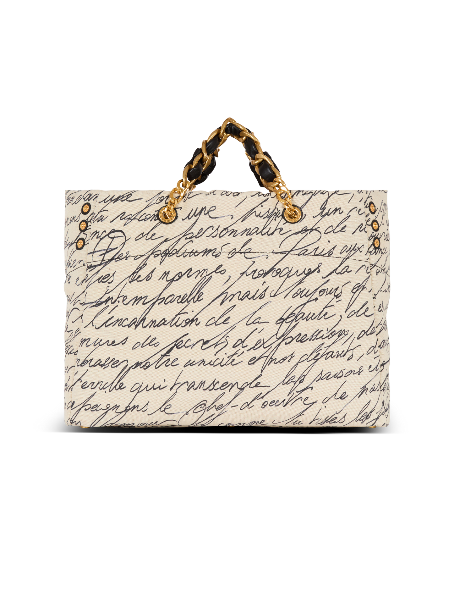 Balmain 1945 Soft Cabas XXL-Love Letter Canvas in Naturel/Noir
