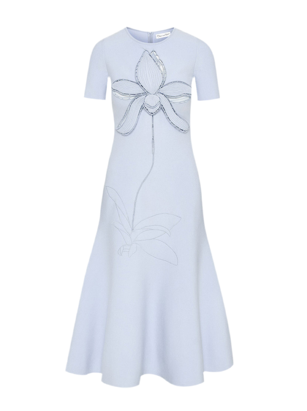 Oscar de la Renta Orchid Embroidered Jacquard Midi Dress