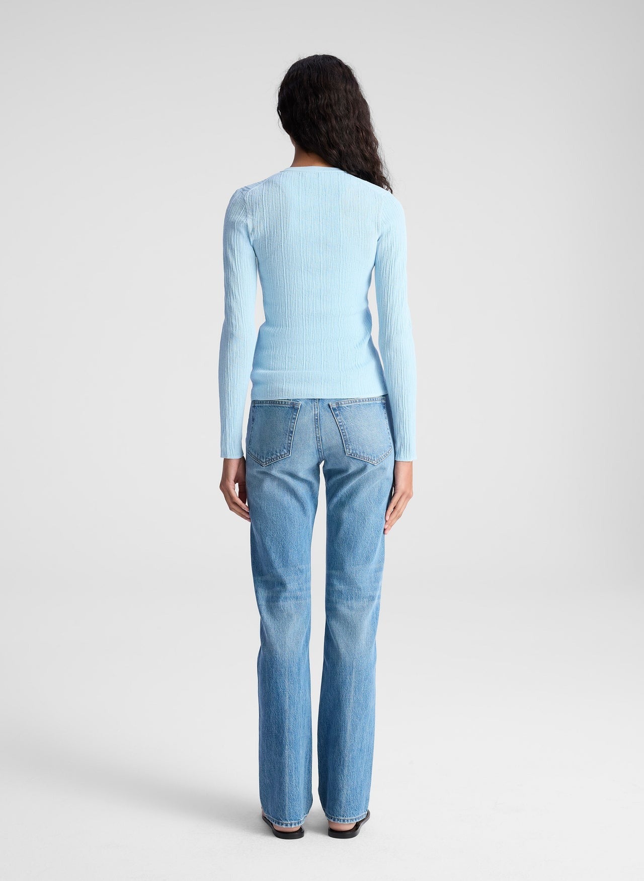 A.L.C. Fisher Fine Cotton Knit Cardigan in Sky Blue