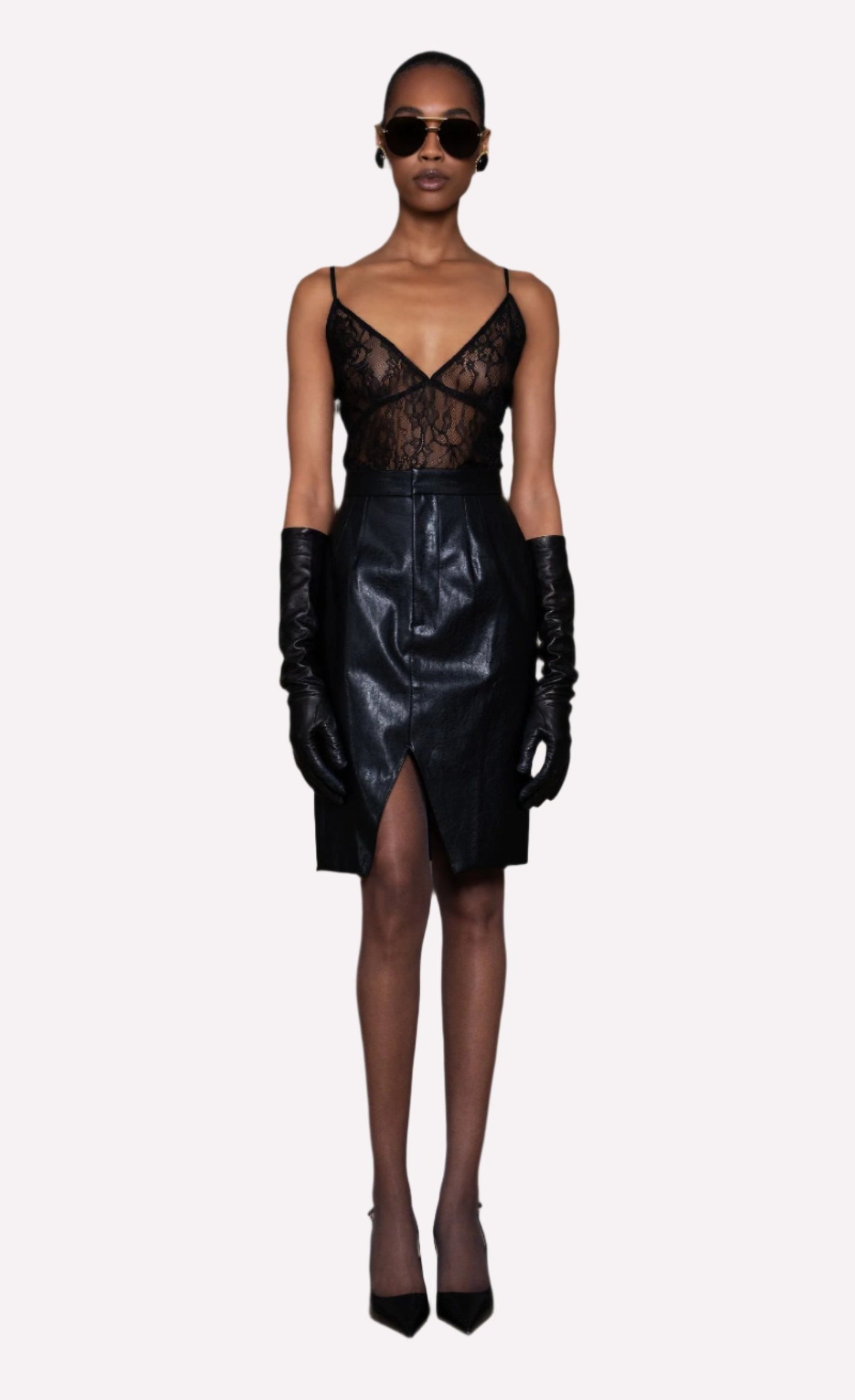 Nonchalant Leo Vegan Leather Skirt in Black