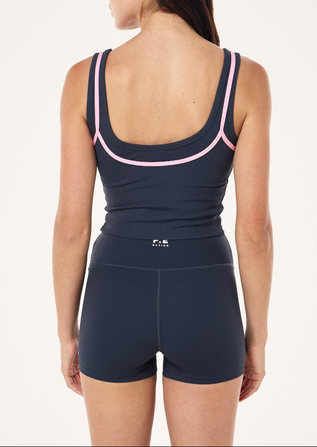 P.E Nation Forward Tank in Marine Blue/Prism Pink