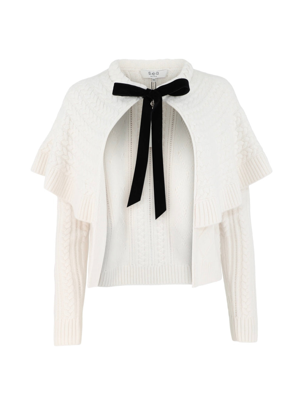 Sea Caleb Cable Knit Tie Front Cardigan in Ivory – Leigh's