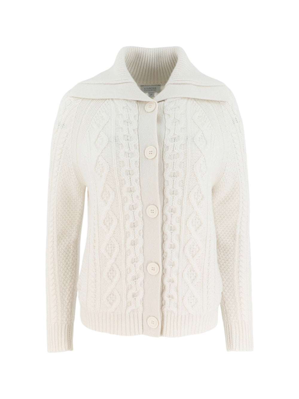 Kinross Luxe Cable Cardigan in Pearl