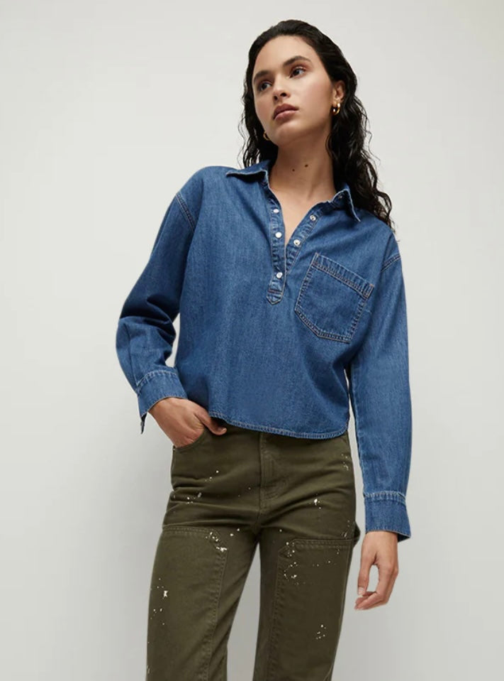 Veronica Beard Avola Top in Cornflower