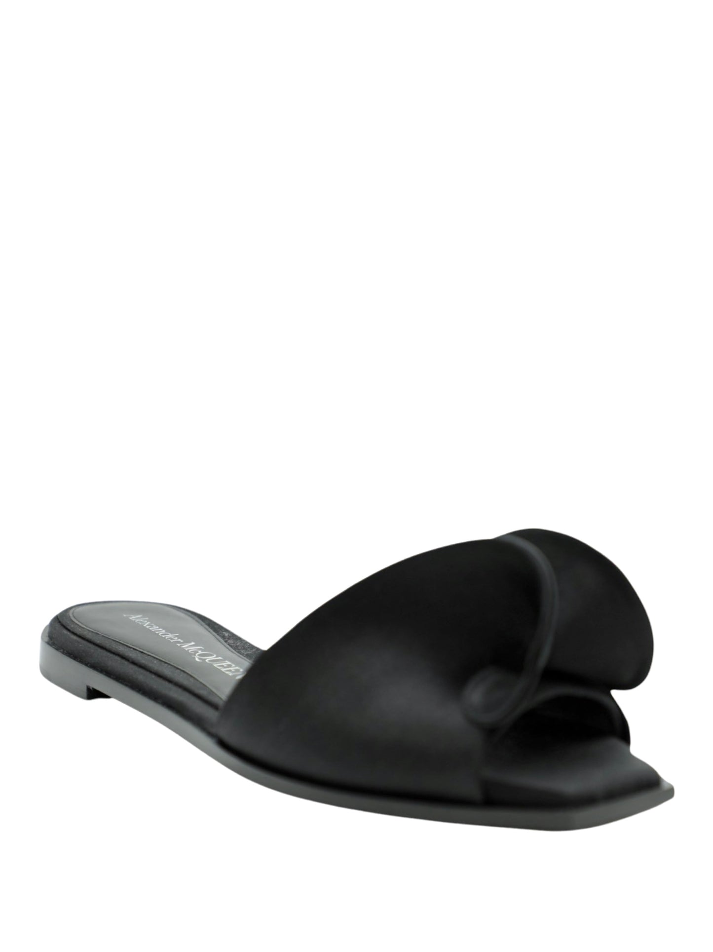 Alexander McQueen Crepe Silk Sandal in Black