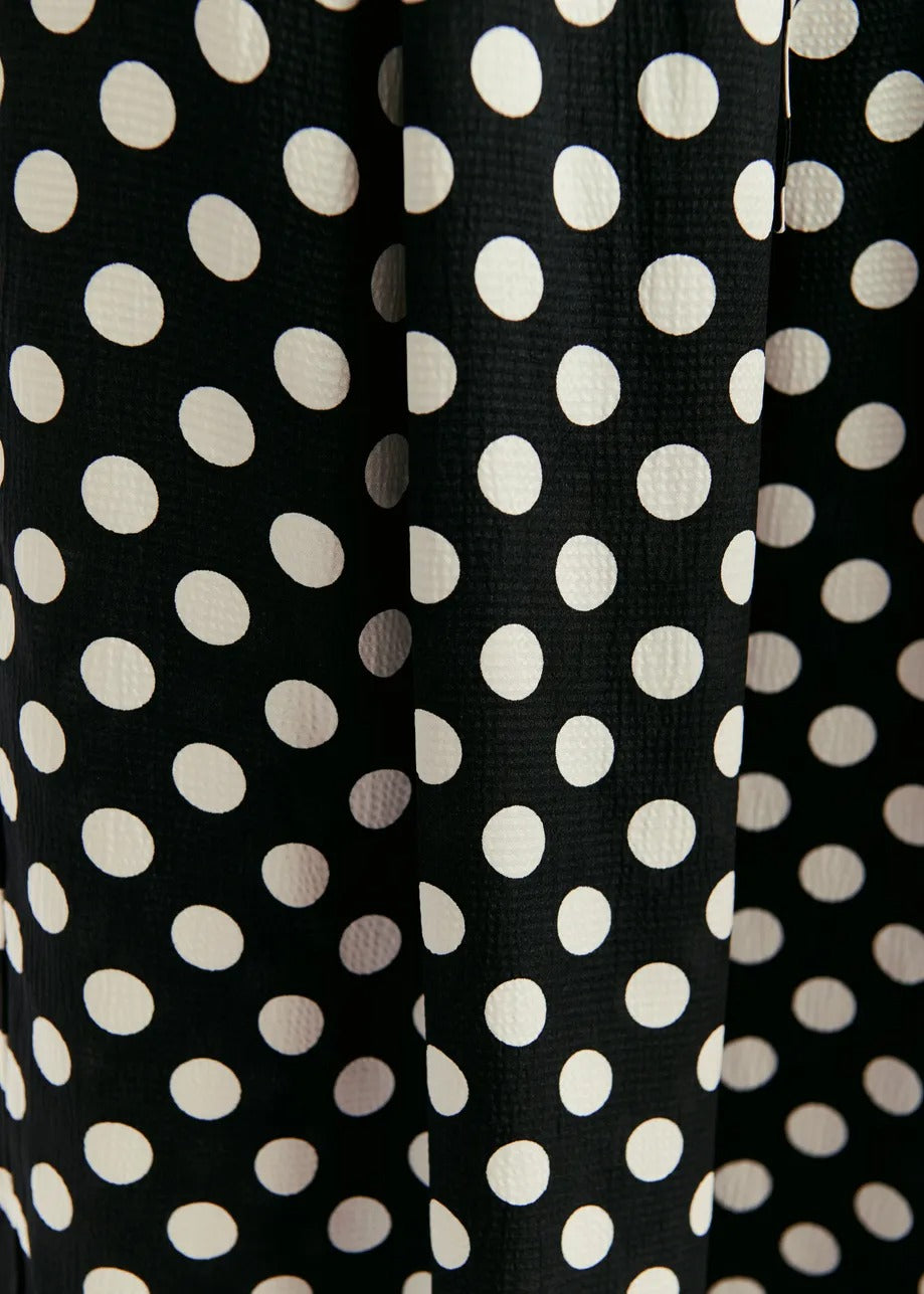 Essentiel Antwerp Gonstellation Black and White Polka-Dot Wide-Leg Pants