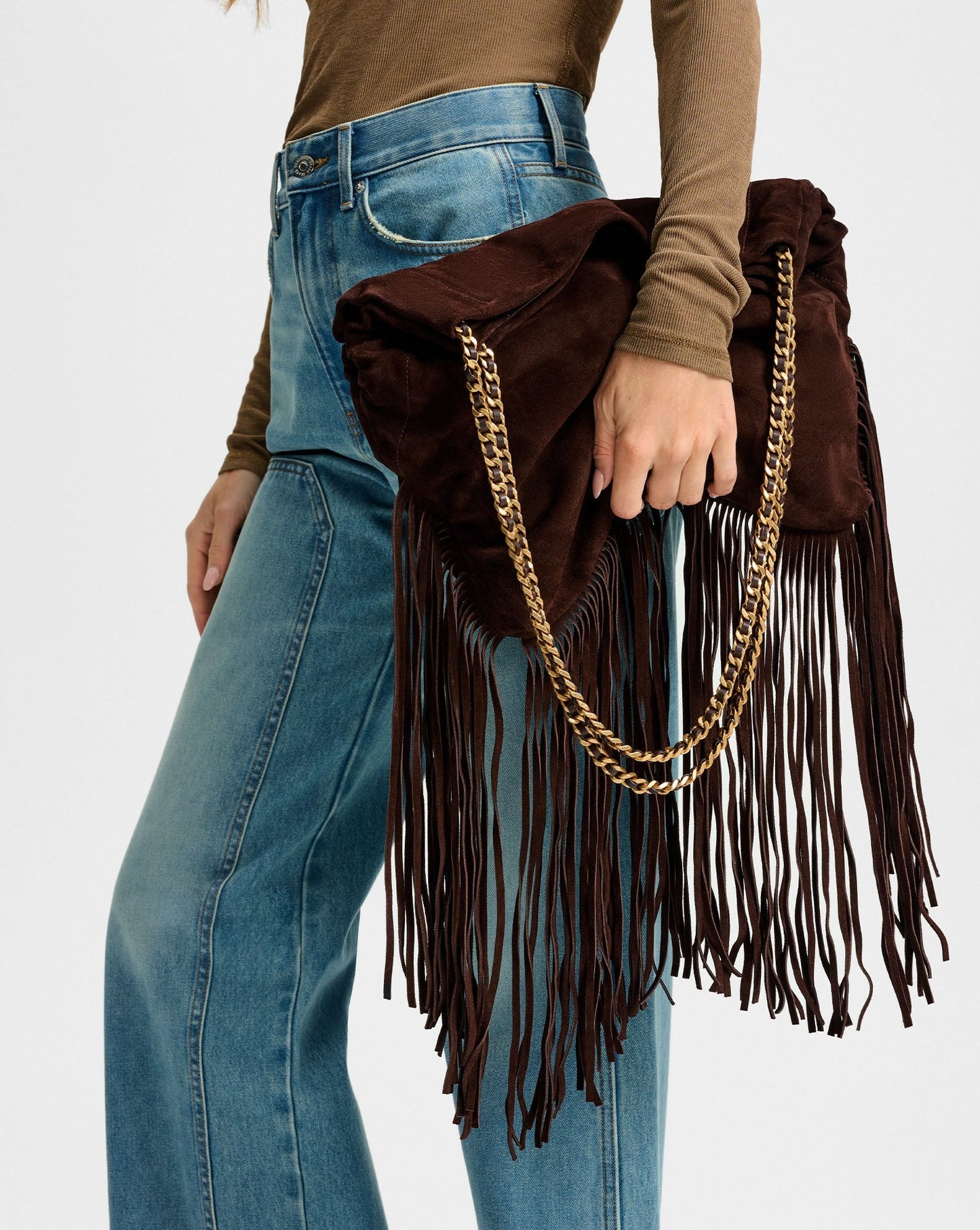 Veronica Beard Large Fringe Veronica Beard Slouch Bag in Espresso
