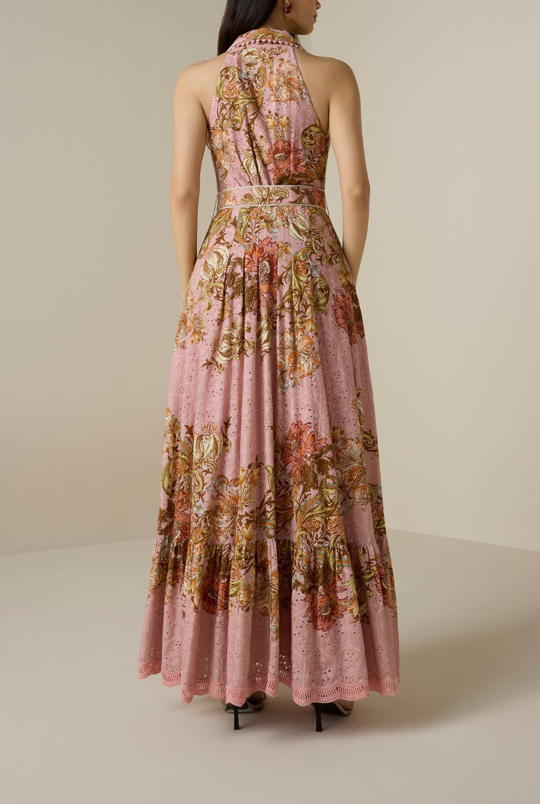 Hemant and Nandita Sula Long Shirt Dress With Buckle Belt in Dusty Pink