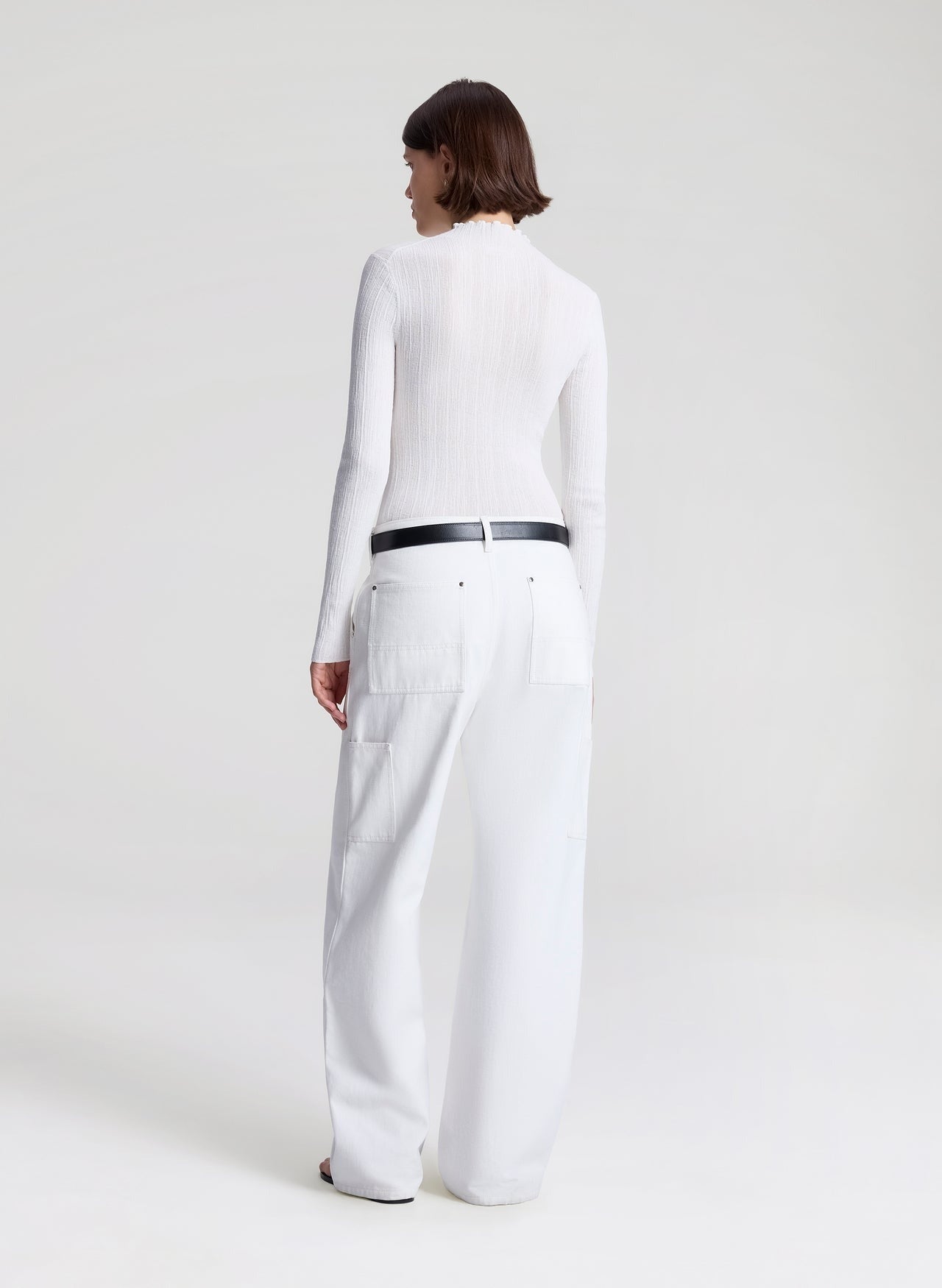 A.L.C. Hugh Fine Knit Cotton Top in Bright White