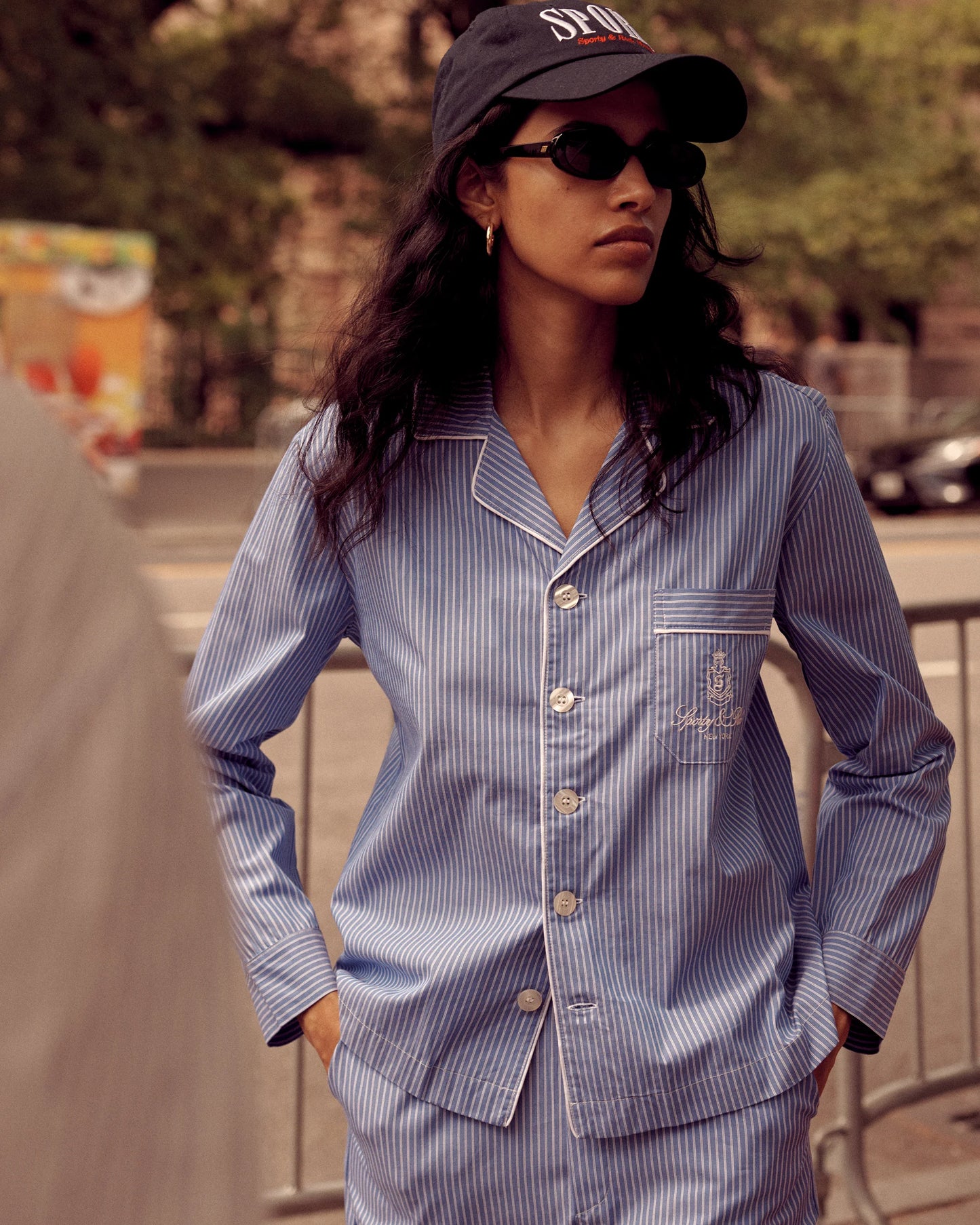 Sporty & Rich Vendome Pyjama Blue Striped Shirt