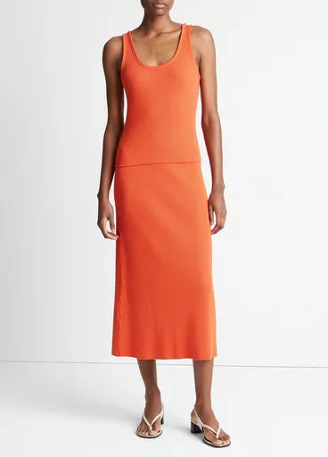 Vince Scoop Neck Rib Tank in Ruby Dusk